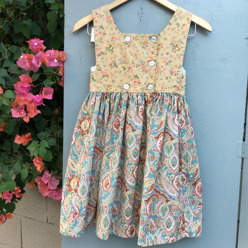 Paisley Handmade Sleeveless Little Cottage Peasant Dress - Picture 1 of 9